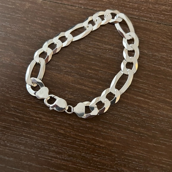 Sterling silver 9.25 Figaro Bracelet for men - Picture 2 of 5